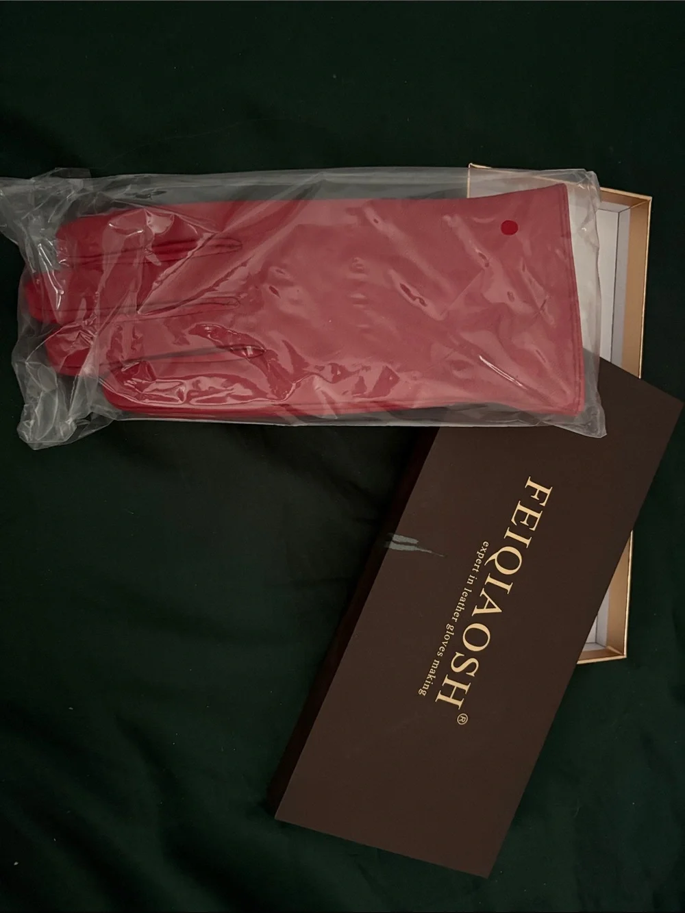 Women's Red Leather Gloves